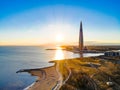 Saint Petersburg, RUSSIA - April 16 2019: Public, business complex Lakhta center, Skyscraper Gazprom headquarters. Gulf