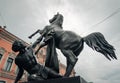 Anichkov bridge. Sculptural groups: The taming of a horse by a man.