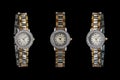 Saint-Petersburg / Russia -August, 2020: Anne Klein Two Tone Quartz Analog Ladies Watch. Women`s wrist watch with diamonds