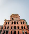 The destroyed brick building of the abandoned factory 'Red Triangle'. Royalty Free Stock Photo