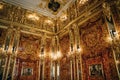 Saint-Petersburg, Russia - august 2021: Interior Amber Room, Catherine palace. Royalty Free Stock Photo