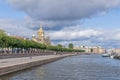 Lieutenant Schmidt embankment with the Church of the Assumption of the Blessed Virgin Mary  in Saint Petersburg, Russia Royalty Free Stock Photo