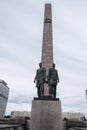 Saint-Petersburg, Russia, 26 August 2020: Monument `Heroic defenders of Leningrad` on Victory Square.