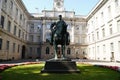 Saint Petersburg, Russia - August 20, 2022: Monument to Emperor Alexander III in front of Marble Palace in St. Petersburg Royalty Free Stock Photo