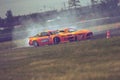 Saint-Petersburg, Russia - August 15, 2018: Powerful race car drifting on speed track Royalty Free Stock Photo