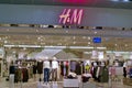 Saint Petersburg, Russia - August 10, 2018: Shop H M In the Mall. The Hennes Mauritz logo.
