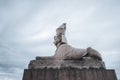 Saint-Petersburg, Russia, 22 August 2020: The statue Sphinx at the Universitetskaya Embankment.