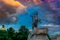 Saint Petersburg, Russia. Bronze horseman monument at sunset Royalty Free Stock Photo