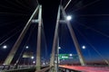 Saint-Petersburg. Russia. Cable-braced bridge at night