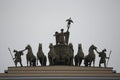 Chariot of Glory on Triumphal Arch of General Staff Building on Palace Square. Sculpture of a goddess of war on six horses Royalty Free Stock Photo