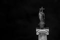 View of Alexander column on Palace square Dvortsovaya square in front of the General Staff Building.