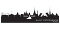 Saint Petersburg Russia city skyline Detailed silhouette