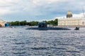 Saint Petersburg, Russia, 28.07.2021. Combat submarine Kronstadt of the Russian Navy. The celebration of Navy day.