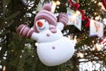 Christmas tree toy snowman on the New Year tree close-up Royalty Free Stock Photo