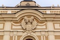 Double-headed Russian eagle on the facade of the Konstantinovsky Palace in Strelna, Saint Petersburg, Russia.