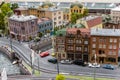 Saint Petersburg, Russia - December 9, 2019: Miniature colorful building model objects on the exhibition of Grand maket