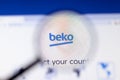 Saint-Petersburg, Russia - 18 February 2020: Beko company website page logo on laptop display. Screen with icon, Illustrative