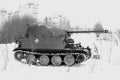 Saint Petersburg, Russia - February 25, 2017: Black and white image of the German self-propelled gun Marder during the festival of