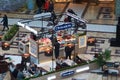 Saint Petersburg, Russia - February 16, 2019: Cinnabon`s diner at the Mall. Logo on the kiosk and visitors at the tables