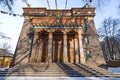 Facade of the Buddhist temple Datsan Gunzechoyney. Saint Petersburg Royalty Free Stock Photo