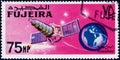 Saint Petersburg, Russia - February 06, 2020: Postage stamp issued in the Fujairah with the image of the Lunar probe Ranger, USA,