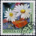 Saint Petersburg, Russia - February 20, 2020: Postage stamp issued in the Soviet Union with the image of the Camomile, Matricaria