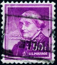 Saint Petersburg, Russia - February 01, 2020: Postage stamp issued in the United States with the image of the Susan B. Anthony, Royalty Free Stock Photo