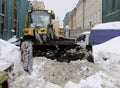 Snow removal on the streets, Saint Petersburg, Russia