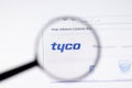 Saint-Petersburg, Russia - 18 February 2020: Tyco company website page logo on laptop display. Screen with icon, Illustrative Royalty Free Stock Photo