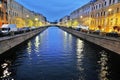 Architecture of historical city center of Saint-Petersburg, Russia. Griboyedovs canal. Royalty Free Stock Photo