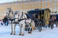 Horse drawn carriage on Palace square. Saint Petersburg. Russia Royalty Free Stock Photo