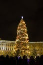 Saint Petersburg. Russia. January 2023. New Year tree on the Palace Square in the evening Royalty Free Stock Photo