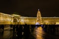Saint Petersburg. Russia. January 2023. New Year tree on the Palace Square in the evening Royalty Free Stock Photo