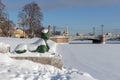 SAINT-PETERSBURG, RUSSIA - January 24, 2019: The Sphinx at the Kamennoostrovsky bridge