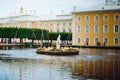 Beautiful fountain and architecture in Peterhof in St. Petersburg. Sights of Russian