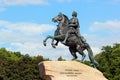 Saint Petersburg, Russia - July 4, 2017: The Bronze Horseman, an equestrian statue of Peter the Great in the Senate Square in Royalty Free Stock Photo