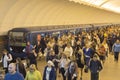 Crowd metro train platform, Russia Royalty Free Stock Photo