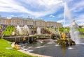 Saint Petersburg, Russia - July 2022: Grand Cascade of Peterhof Palace, Samson fountain and Fountain alley Royalty Free Stock Photo