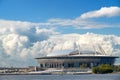 Krestovsky Stadium is Saint Petersburg, Russia against cloudy sk