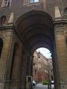 old luxury historic building in the city center, large arch