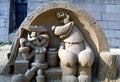 Sand Sculpture Festival. Composition `Baron Munchausen` Royalty Free Stock Photo