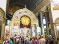 SAINT PETERSBURG, RUSSIA - JULY 27, 2018: People in line waiting to worship Our Lady icon in Kazan Cathedral