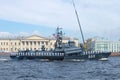 The small rocket ship `Geyser` takes part in the military parade in honor of Navy Day Royalty Free Stock Photo