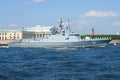 The small rocket ship `Uragan` takes part in a naval parade in honor of Navy Day Royalty Free Stock Photo