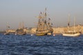 Vintage sailing ships on the Neva river. Saint Petersburg Royalty Free Stock Photo