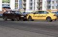 Saint Petersburg, Russia-June 2020: an accident involving a taxi citymobil Royalty Free Stock Photo