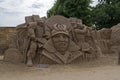 The exhibition of sand sculptures. Composition `Samurai Warriors`. Royalty Free Stock Photo