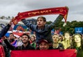 Football fans of the Spanish national team and spectators at the