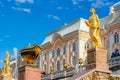 Saint Petersburg, Russia - June 2019: Grand Peterhof palace and cascade of fountains Royalty Free Stock Photo