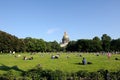 Saint Petersburg, Russia - June 25, 2016: People relaxing on the lawn next to St. Isaac Cathedral Royalty Free Stock Photo